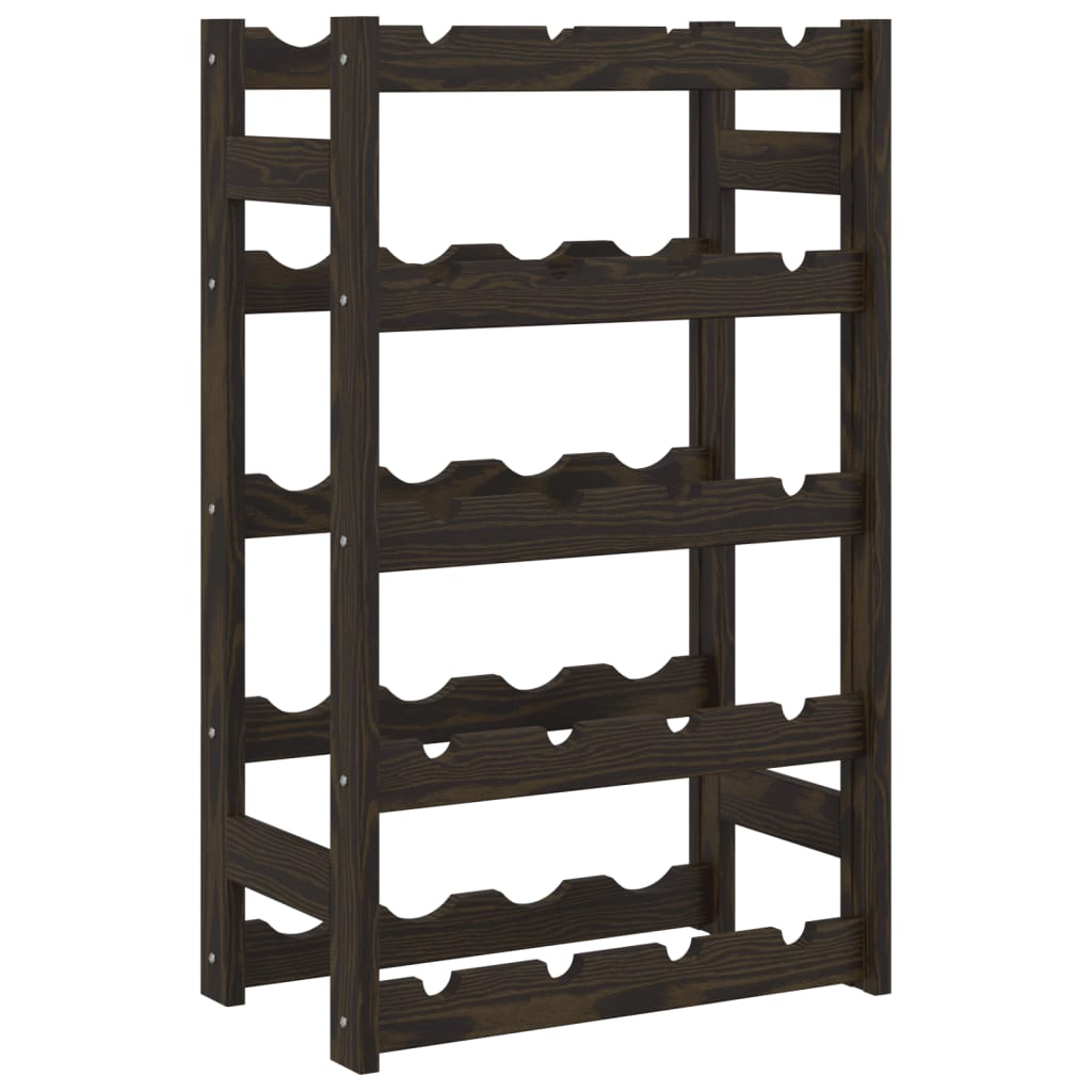 Wine Rack for 20 Bottles Black Solid Wood Pine