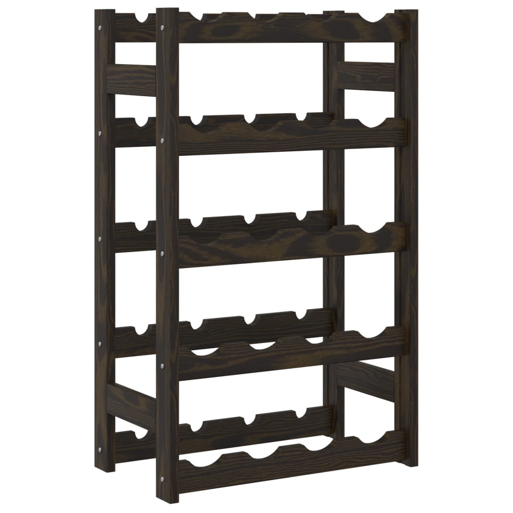 Wine Rack for 20 Bottles Black Solid Wood Pine