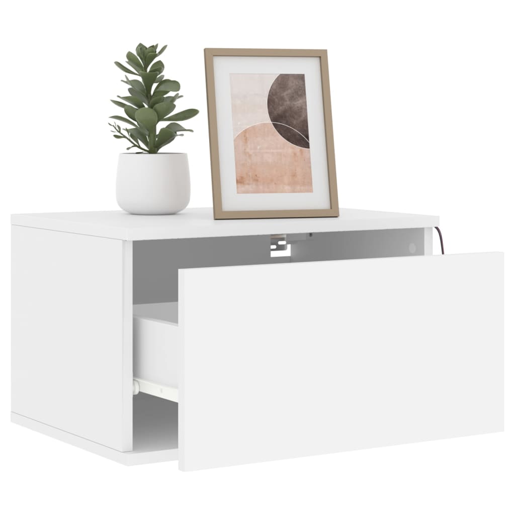 Wall-mounted Bedside Cabinets with LED Lights 2 pcs White