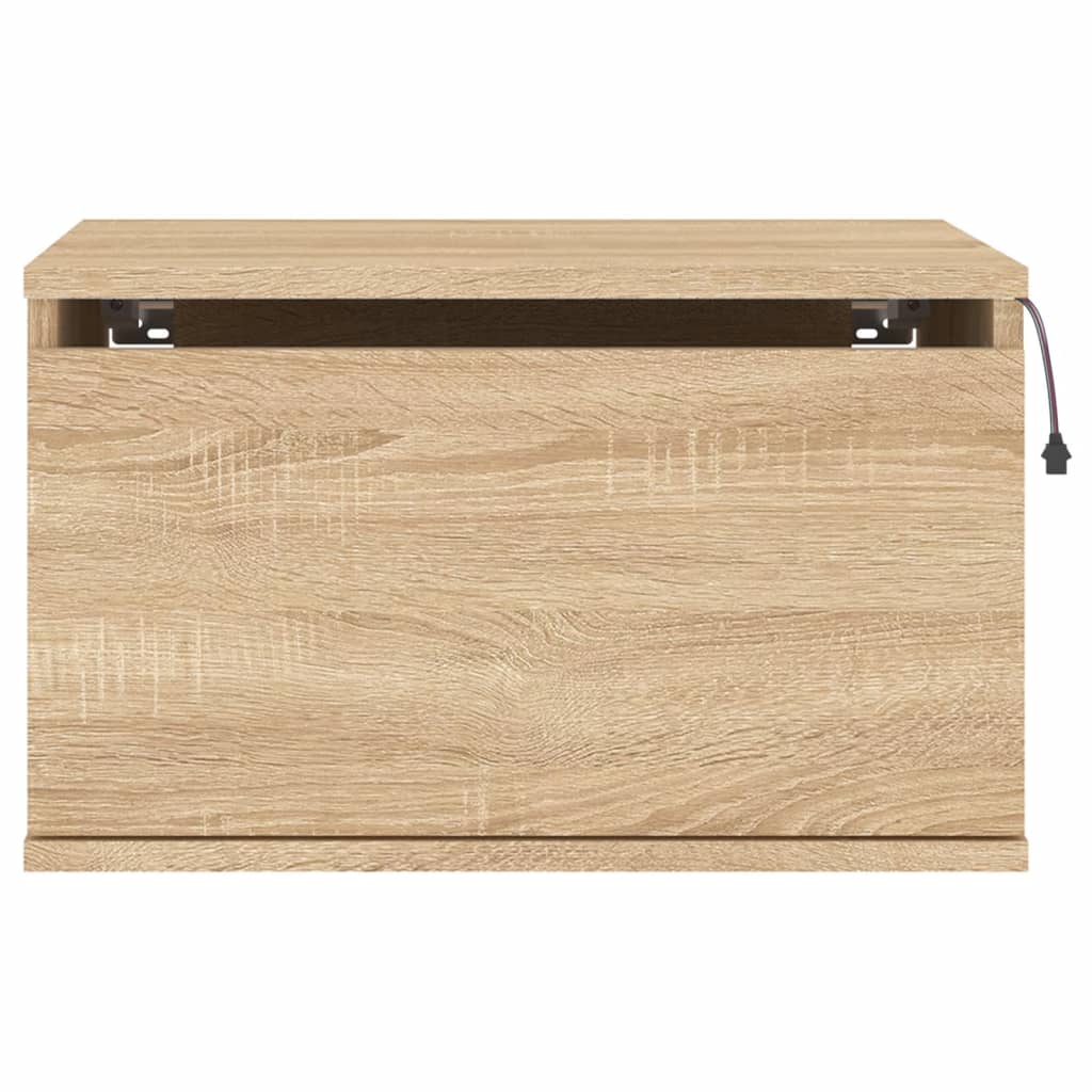 Wall-mounted Bedside Cabinets with LED Lights 2 pcs Sonoma Oak