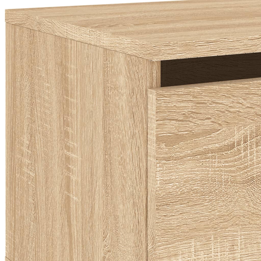 Wall-mounted Bedside Cabinets with LED Lights 2 pcs Sonoma Oak