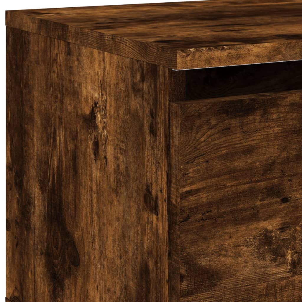 Wall-mounted Bedside Cabinets with LED Lights 2 pcs Smoked Oak