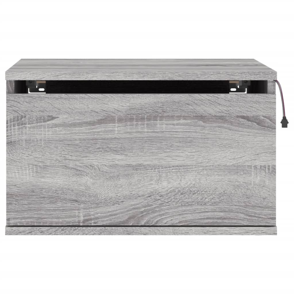 Wall-mounted Bedside Cabinets with LED Lights 2 pcs Grey Sonoma