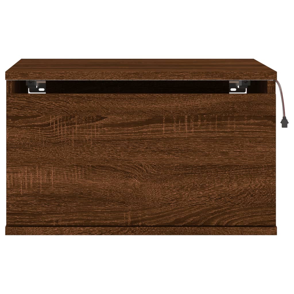 Wall-mounted Bedside Cabinets with LED Lights 2 pcs Brown Oak