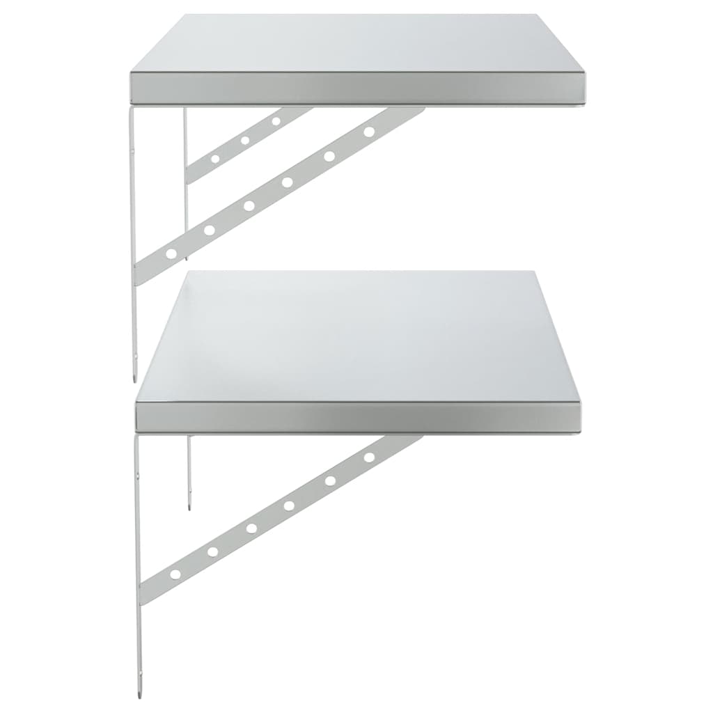 Wall Shelves 2 pcs 75x40 cm Silver Stainless Steel