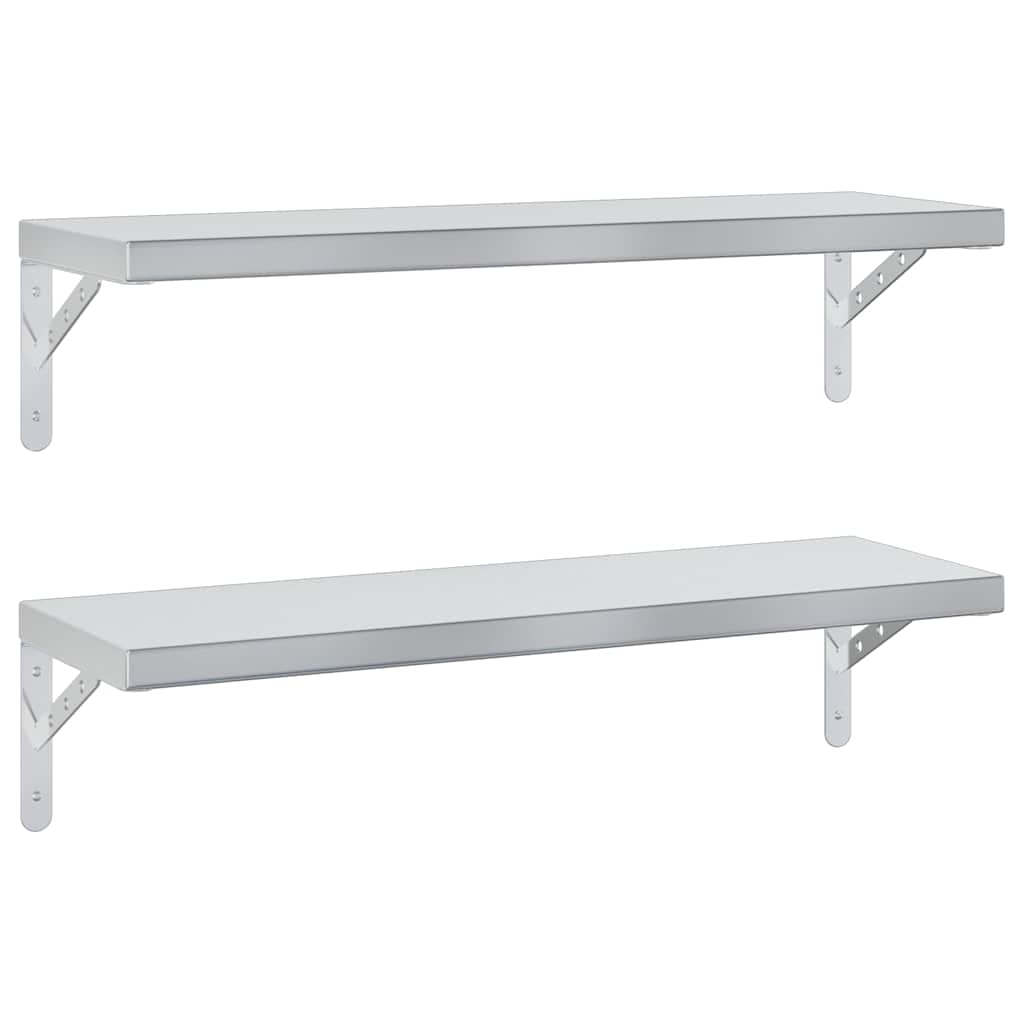 Wall Shelves 2 pcs 75x23.5 cm Silver Stainless Steel