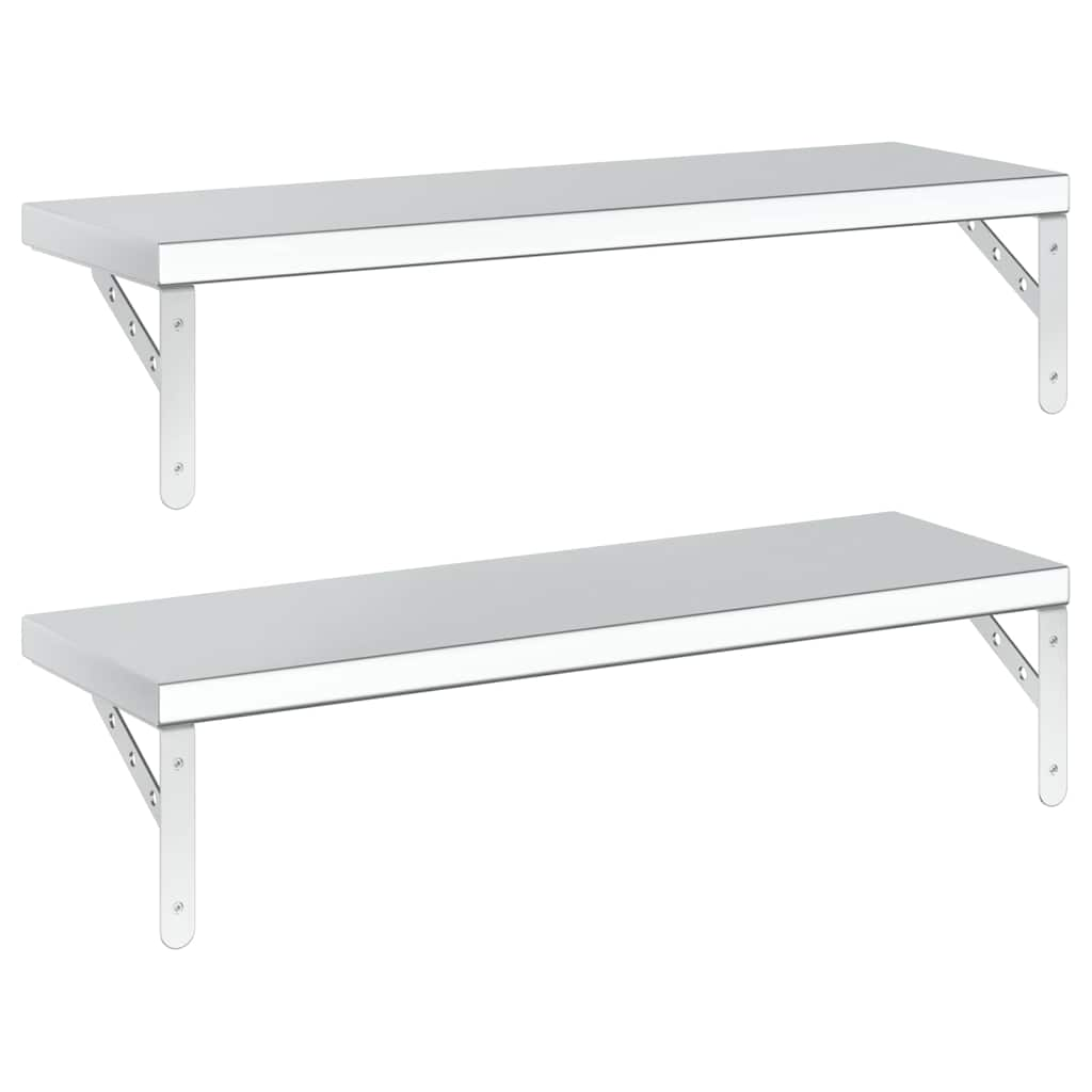 Wall Shelves 2 pcs 75x23.5 cm Silver Stainless Steel