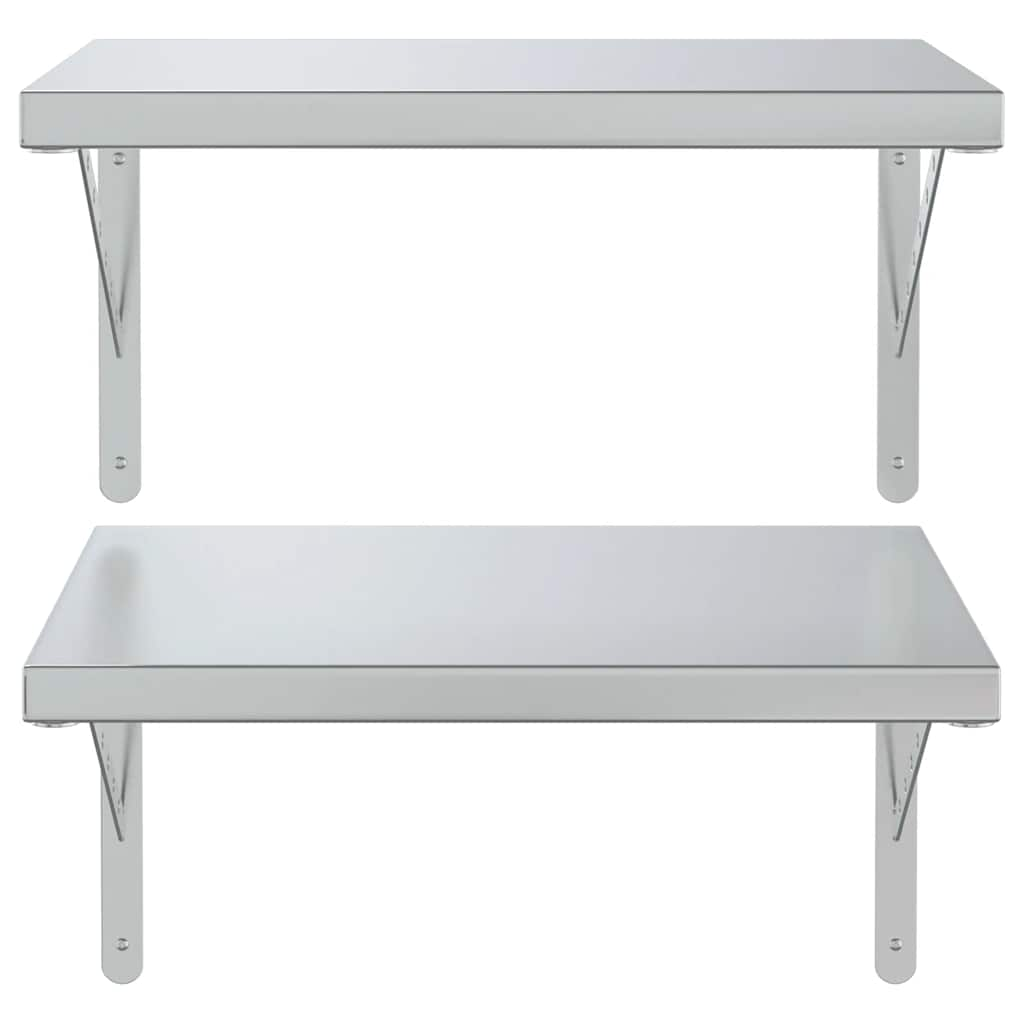 Wall Shelves 2 pcs 50x40 cm Silver Stainless Steel