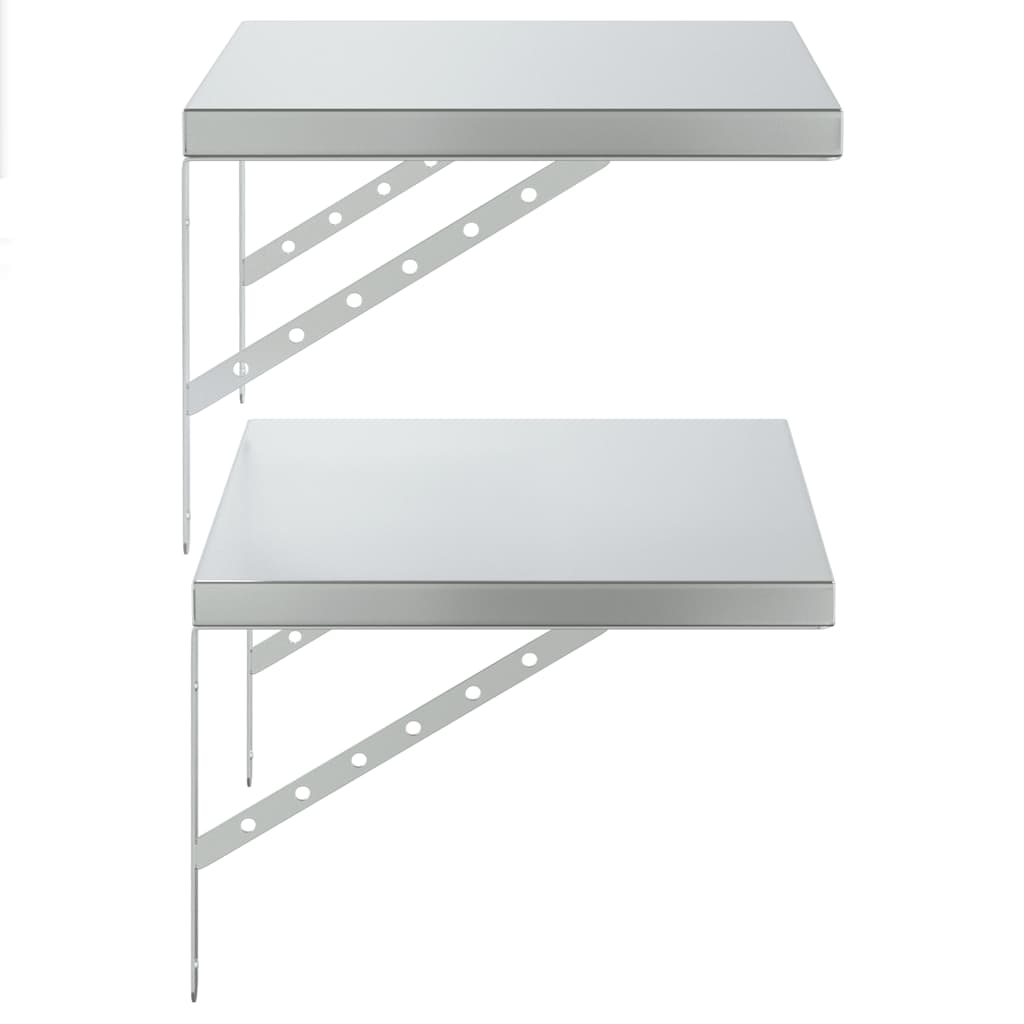 Wall Shelves 2 pcs 50x40 cm Silver Stainless Steel