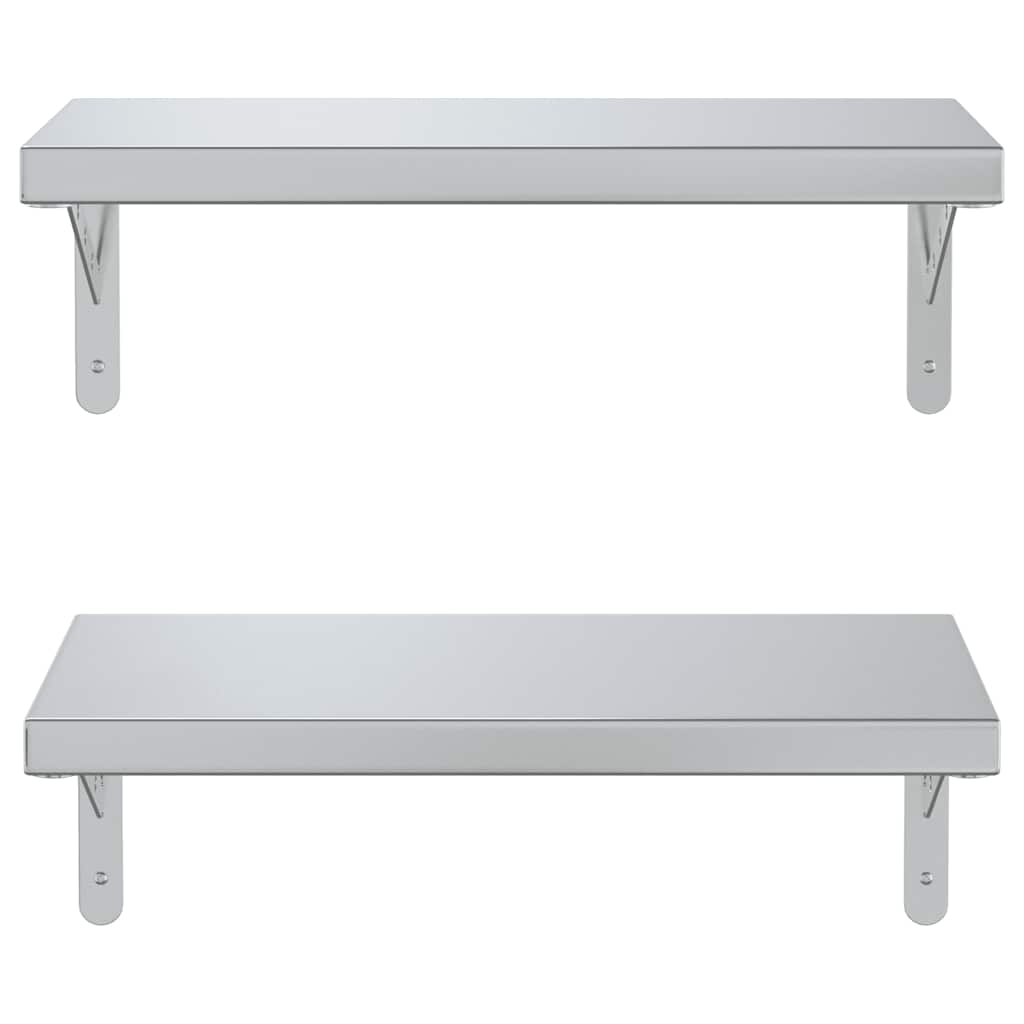 Wall Shelves 2 pcs 50x23.5 cm Silver Stainless Steel