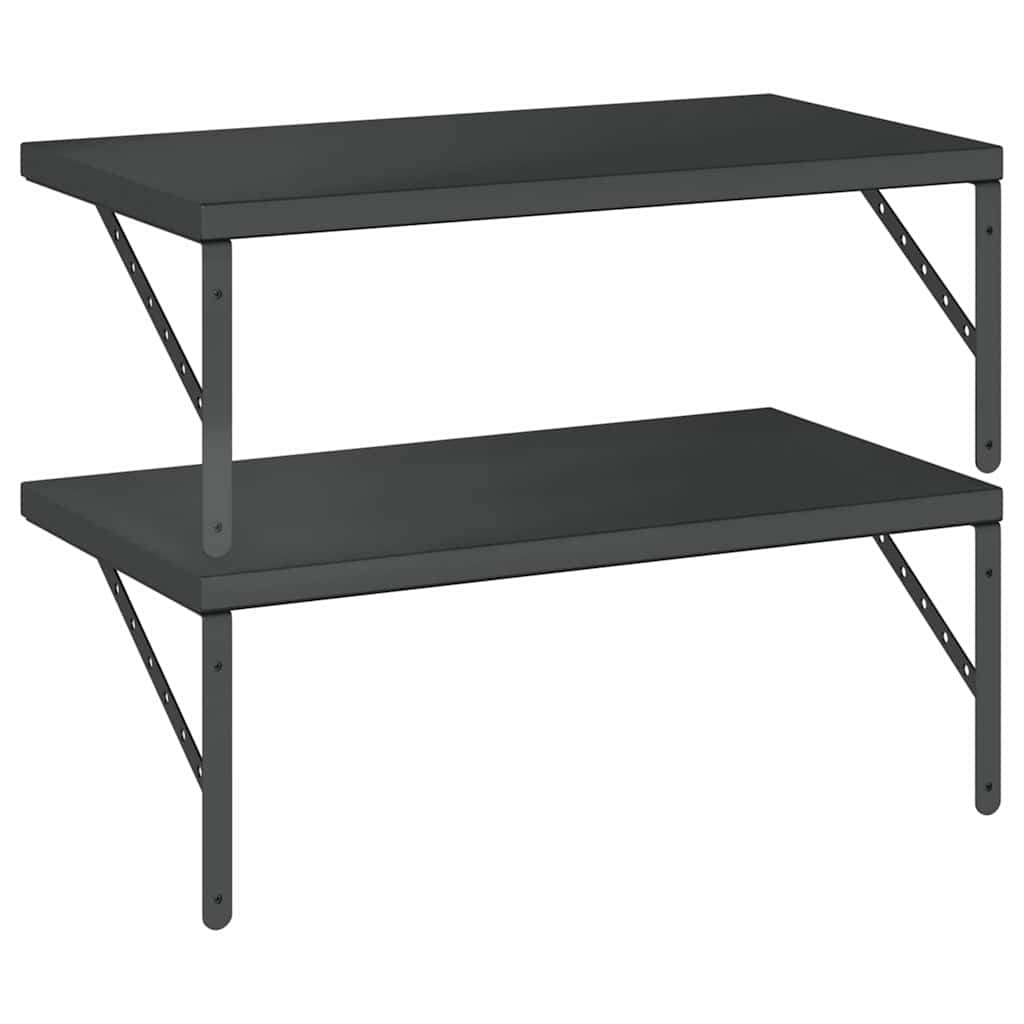 Wall Shelves 2 pcs 75x40 cm Black Stainless Steel