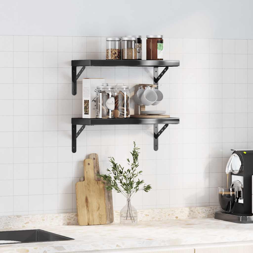 Wall Shelves 2 pcs 50x23.5 cm Black Stainless Steel