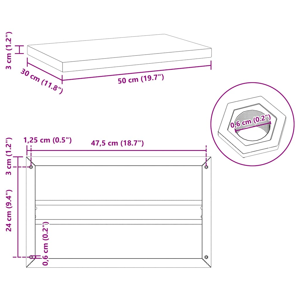 Wall Shelves 2 pcs 50x30x3 cm Silver Stainless Steel