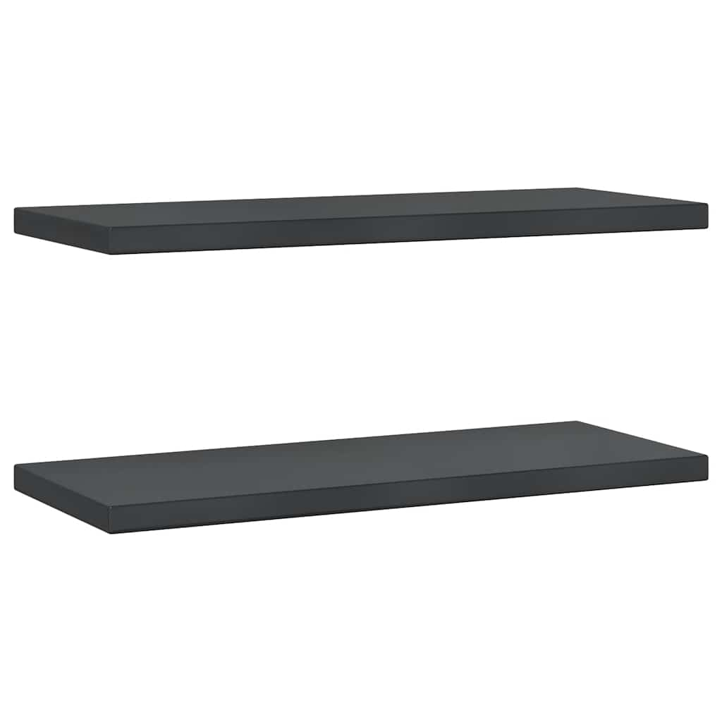 Wall Shelves 2 pcs 75x30x3 cm Black Stainless Steel