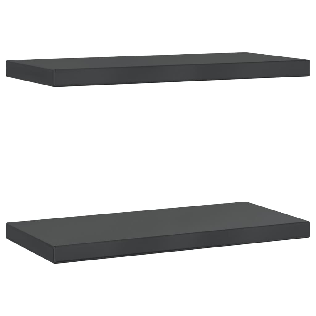 Wall Shelves 2 pcs 50x23.5x3 cm Black Stainless Steel