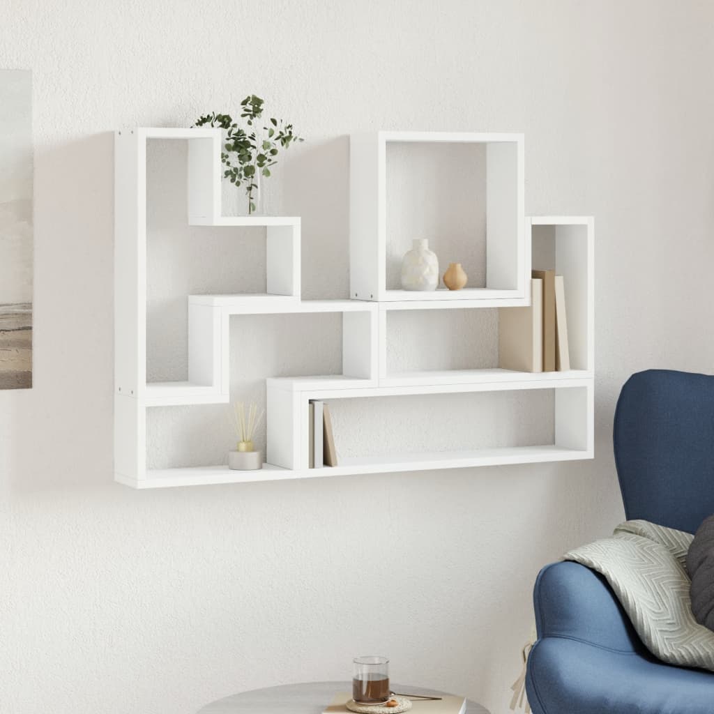 Wall Shelf White 96x12x64 cm Engineered Wood