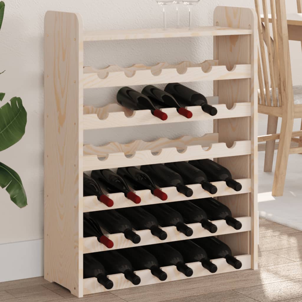 Wine Rack with Top Board 67.5x25x87 cm Solid Wood Pine