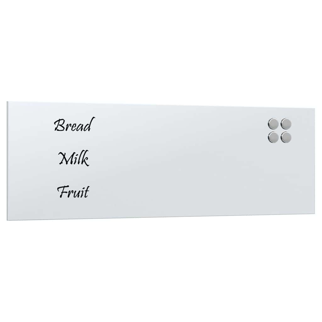 Wall-mounted Magnetic Board White 80x30 cm Tempered Glass