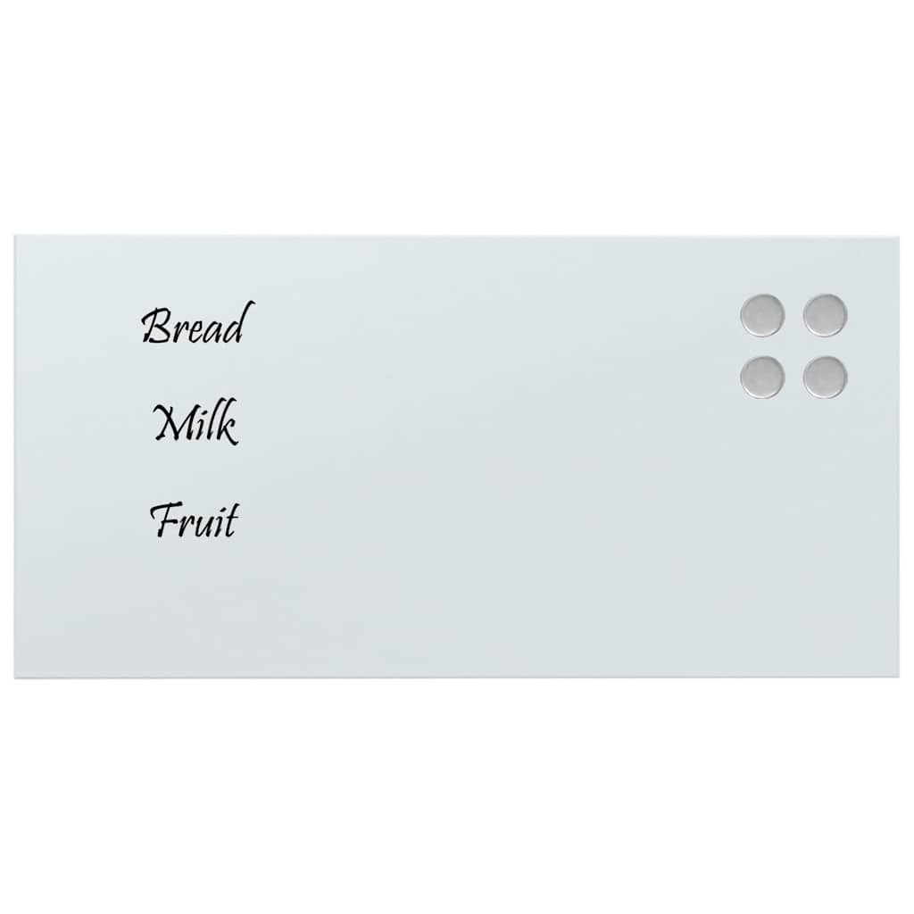 Wall-mounted Magnetic Board White 80x40 cm Tempered Glass