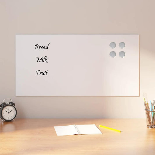 Wall-mounted Magnetic Board White 80x40 cm Tempered Glass