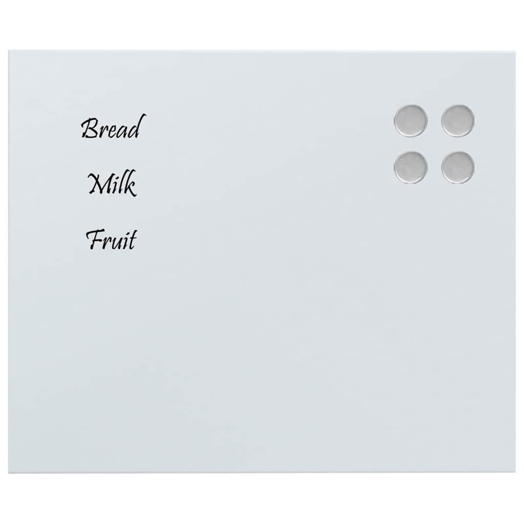 Wall-mounted Magnetic Board White 60x50 cm Tempered Glass