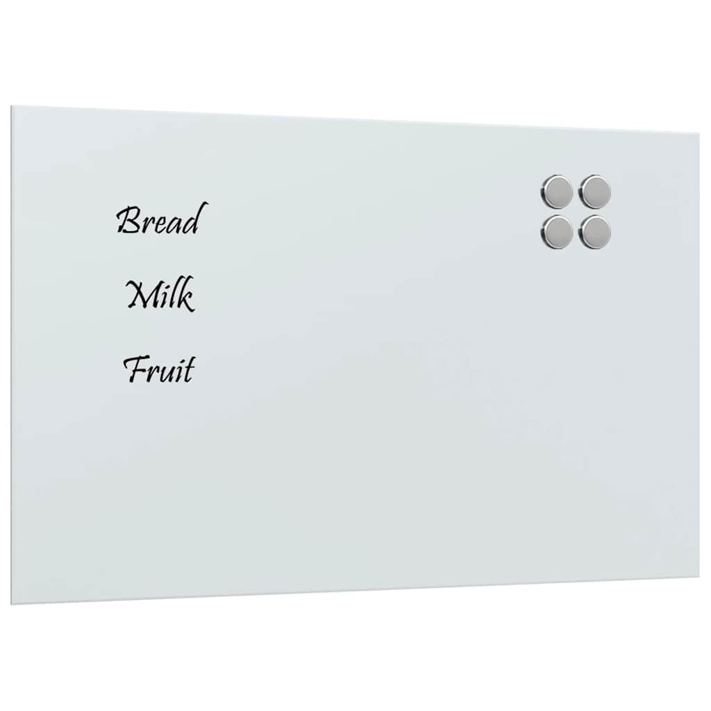 Wall-mounted Magnetic Board White 80x50 cm Tempered Glass