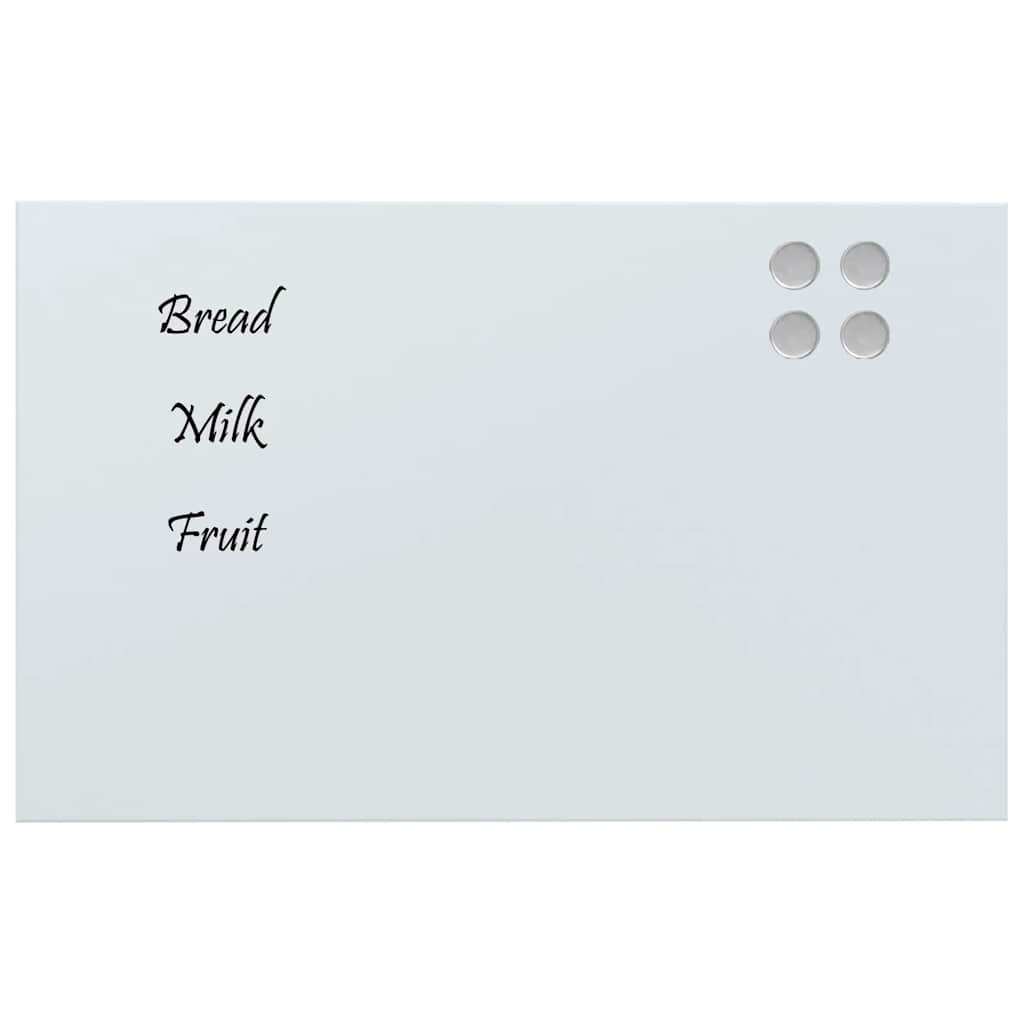 Wall-mounted Magnetic Board White 80x50 cm Tempered Glass