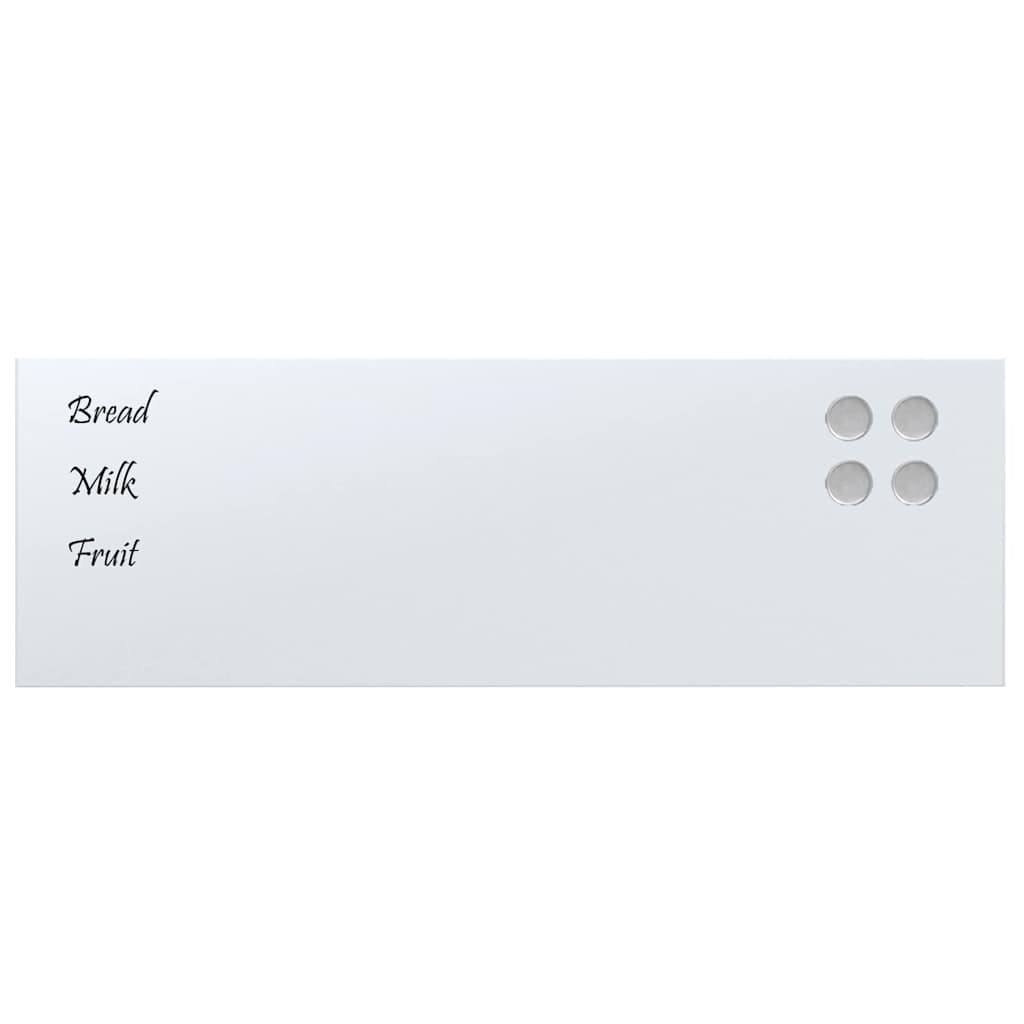 Wall-mounted Magnetic Board White 60x20 cm Tempered Glass