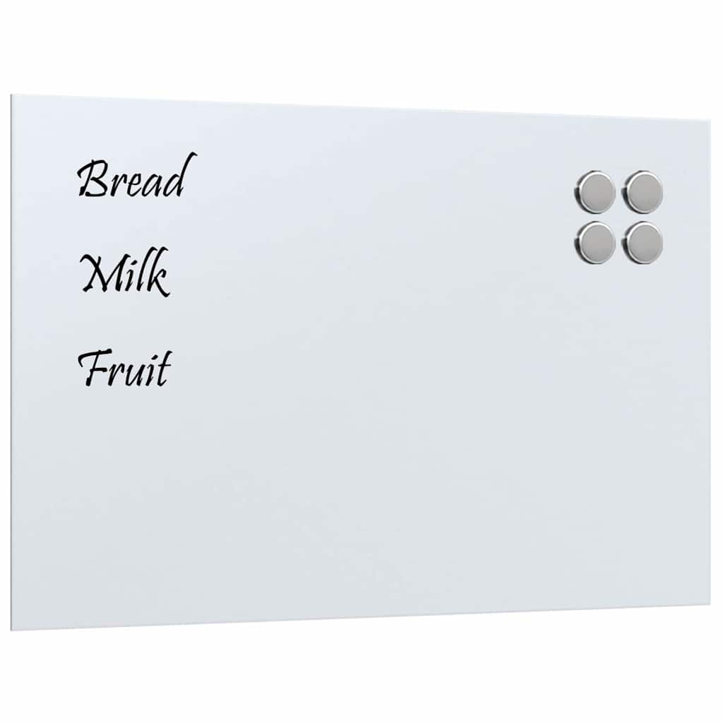 Wall-mounted Magnetic Board White 60x40 cm Tempered Glass