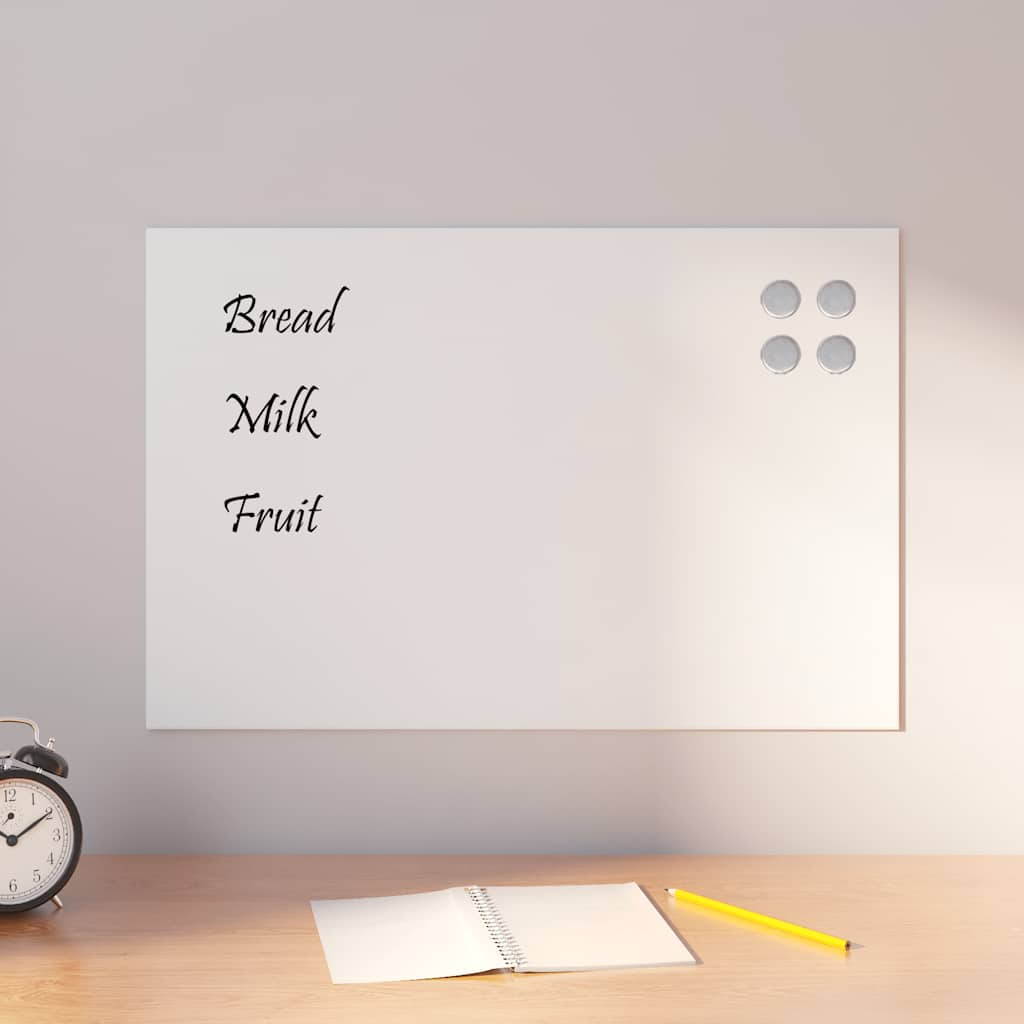 Wall-mounted Magnetic Board White 60x40 cm Tempered Glass