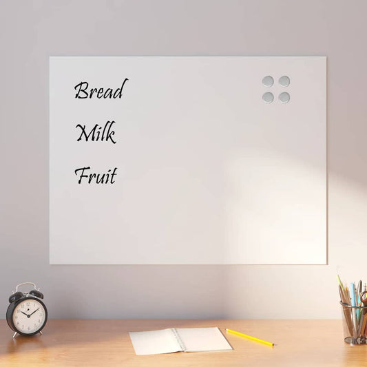 Wall-mounted Magnetic Board White 80x60 cm Tempered Glass