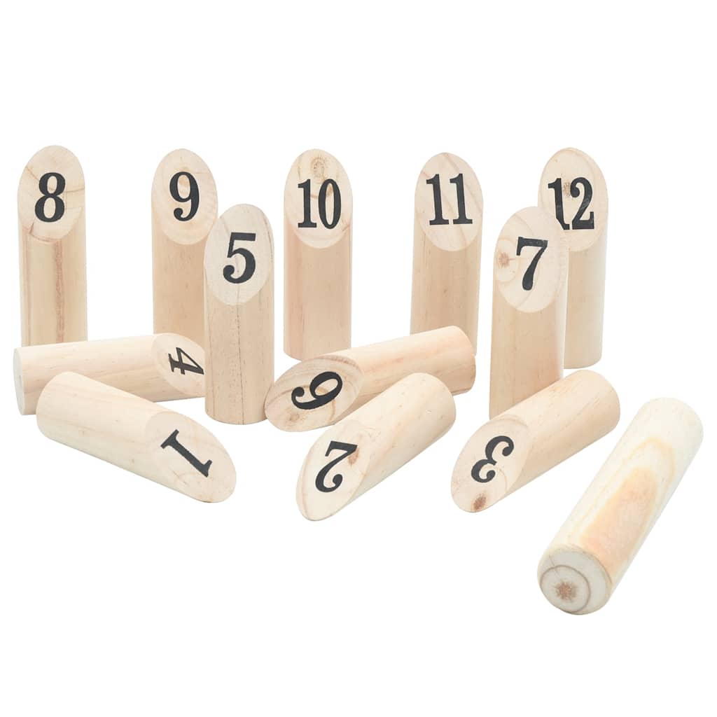 13 Piece Number Kubb Game Set with Carrying Bag Solid Pine Wood