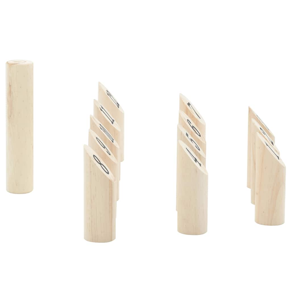 13 Piece Number Kubb Game Set with Carrying Bag Solid Pine Wood