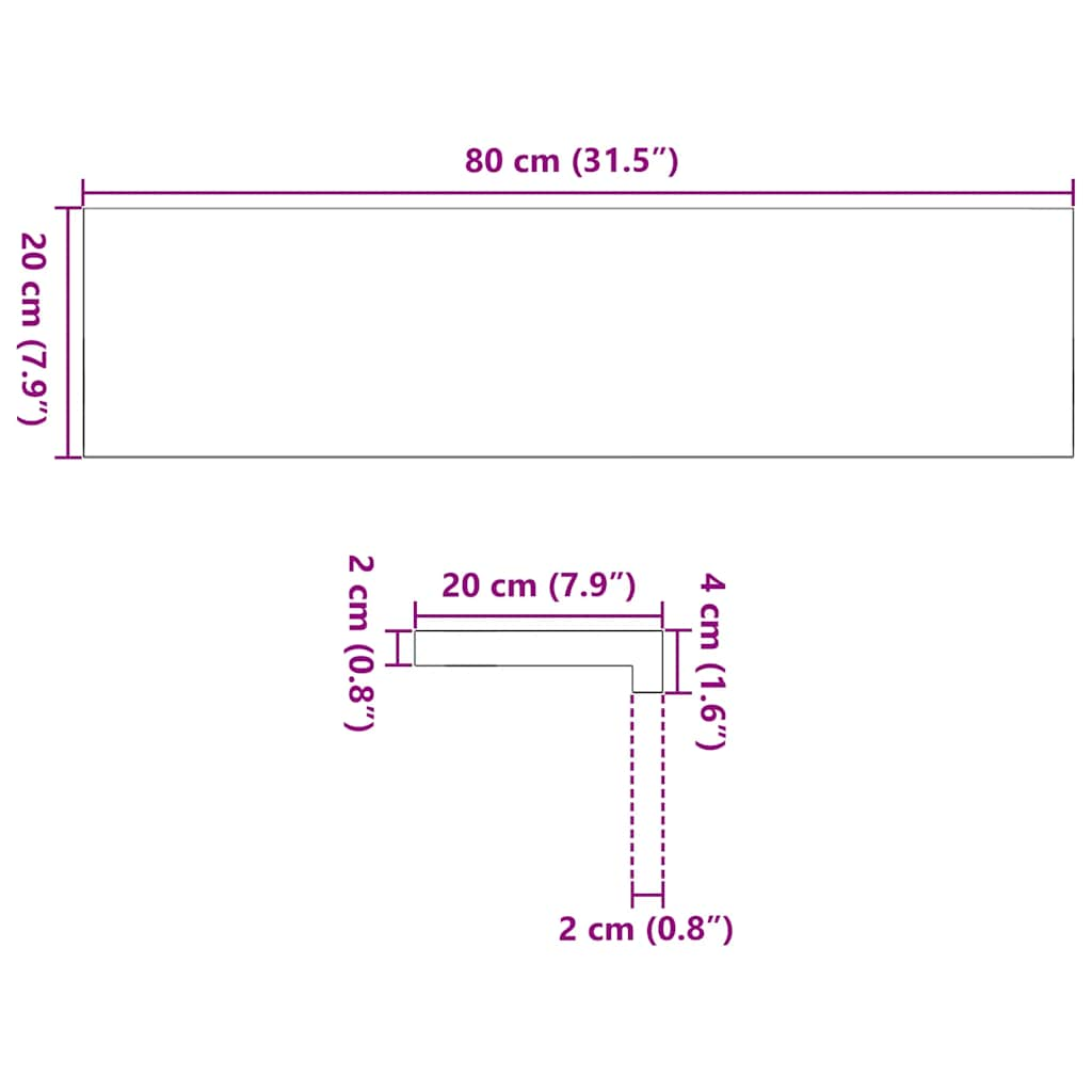 Window Sills 2 pcs Untreated 80x20x2 cm Solid Wood Oak