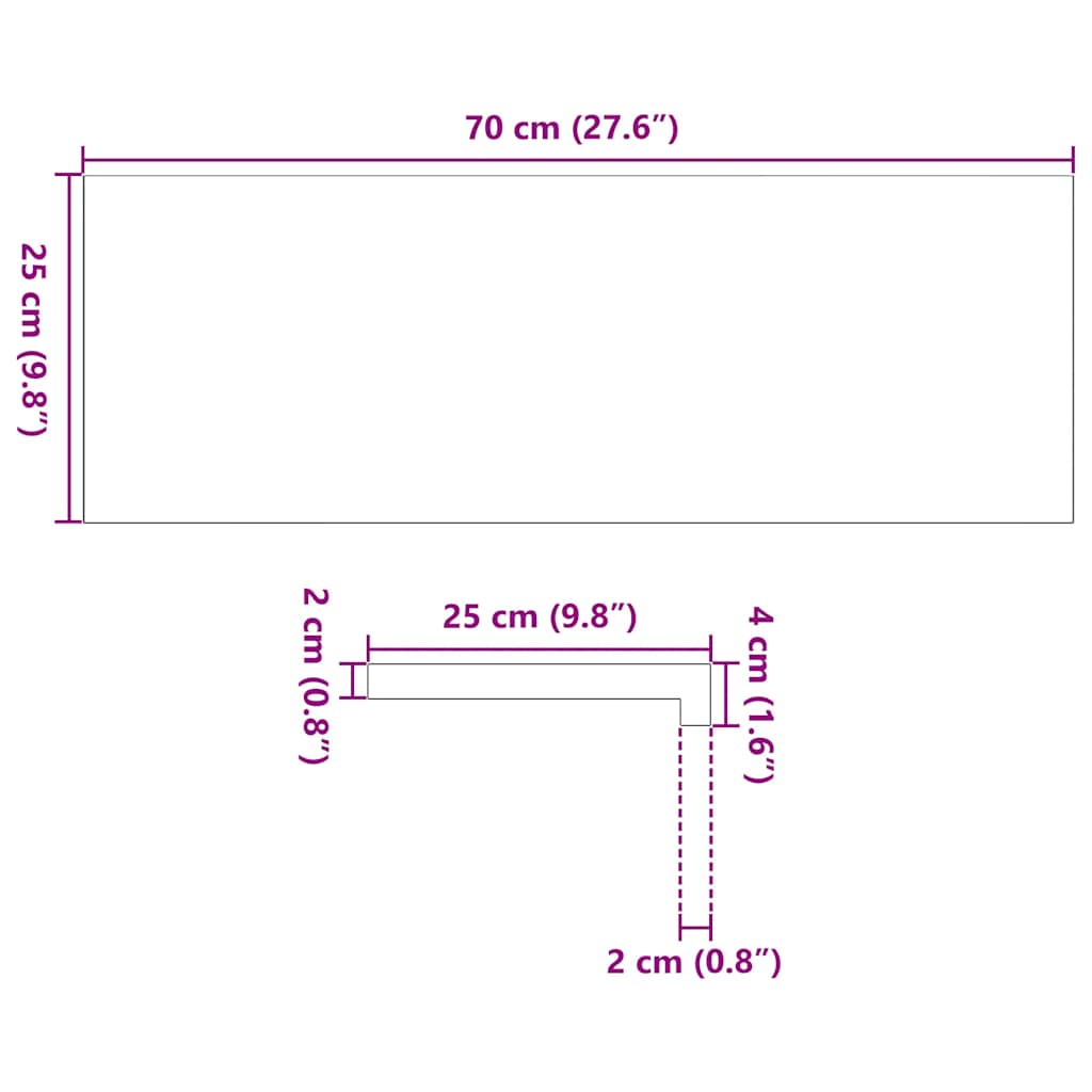 Window Sills 2 pcs Untreated 70x25x2 cm Solid Wood Oak