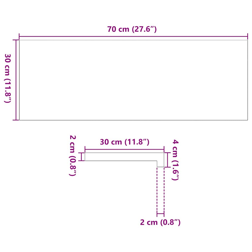 Window Sills 2 pcs Untreated 70x30x2 cm Solid Wood Oak