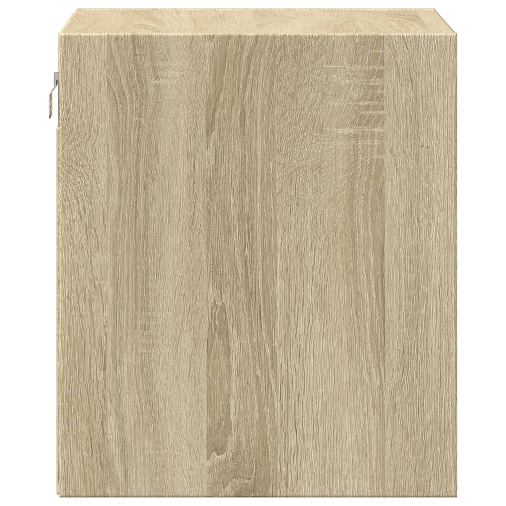 Wall-mounted Bedside Cabinets with LED Lights 2 pcs Sonoma Oak