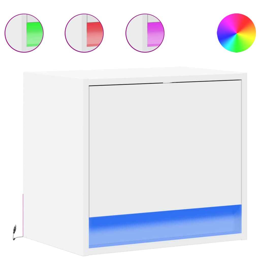 Wall-mounted Bedside Cabinets with LED Lights 2 pcs White