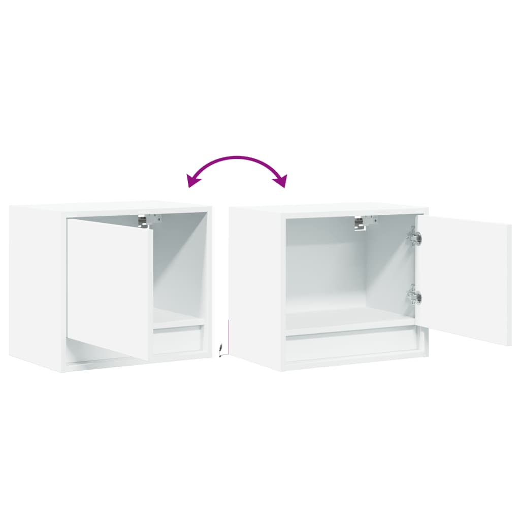 Wall-mounted Bedside Cabinets with LED Lights 2 pcs White