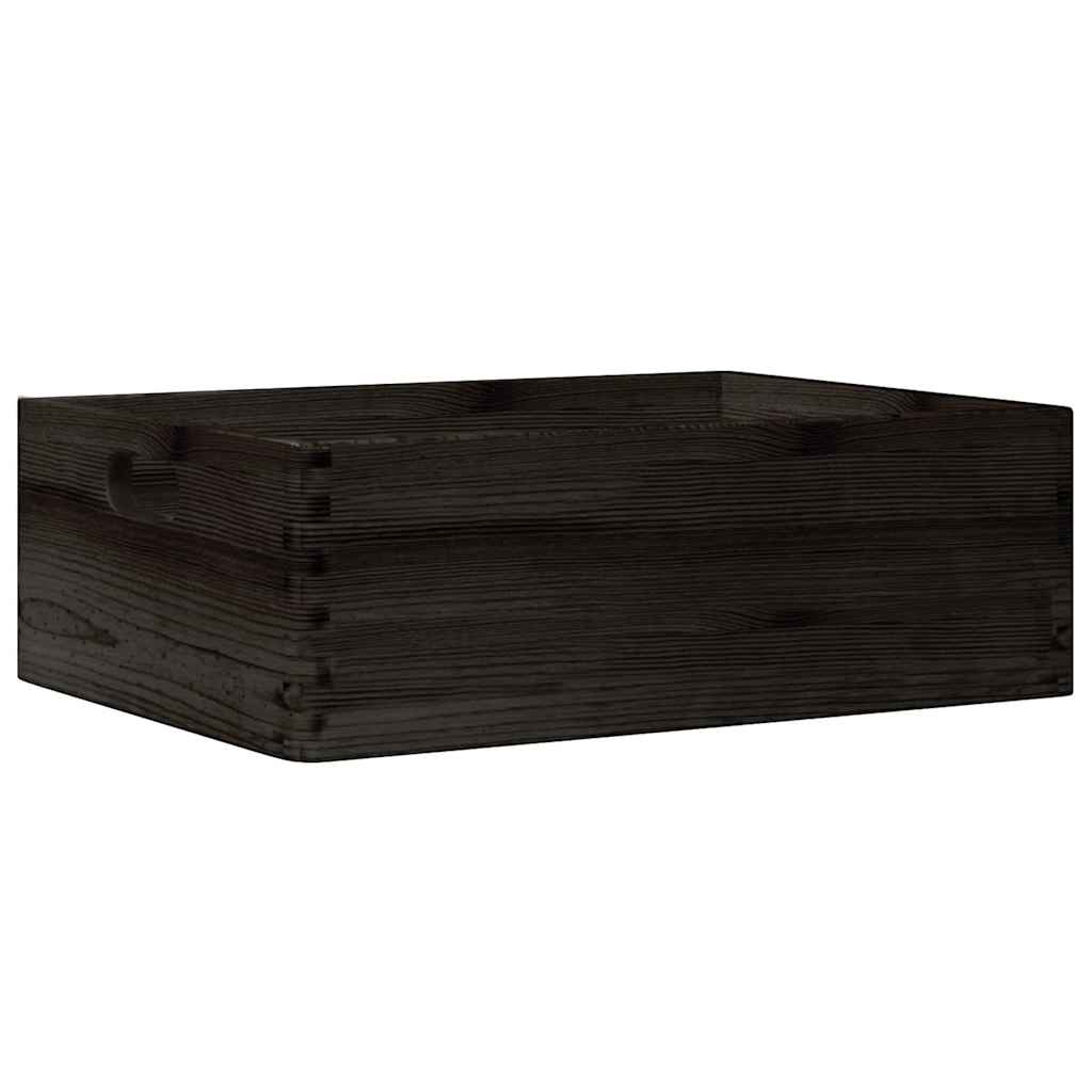 Wooden Box with Handles Black 40x30x13 cm Solid Wood Pine