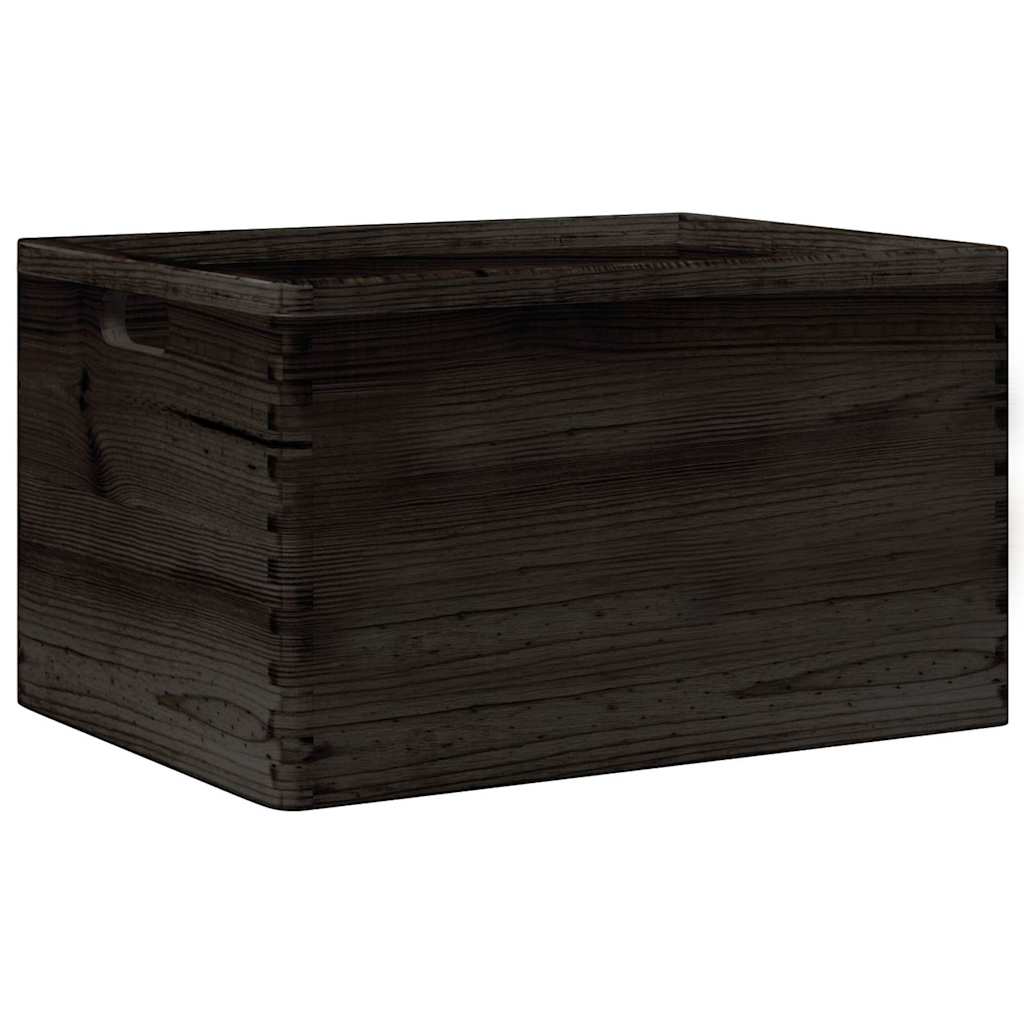 Wooden Box with Handles Black 40x30x23 cm Solid Wood Pine