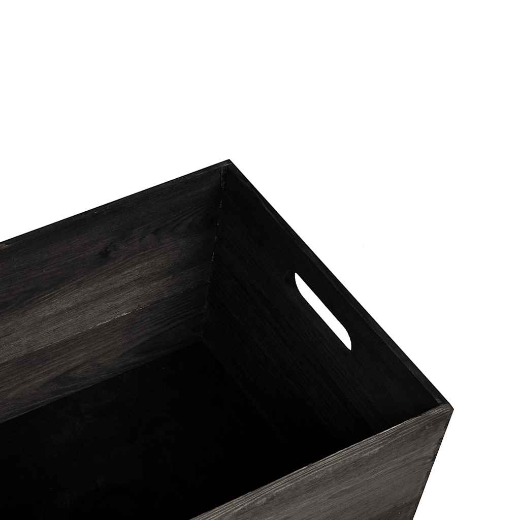 Wooden Box with Handles Black 40x30x23 cm Solid Wood Pine