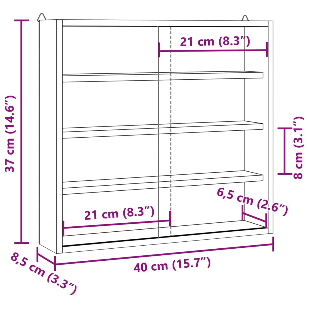 Wooden Collector's Display Case with Doors 40x8.5x37cm