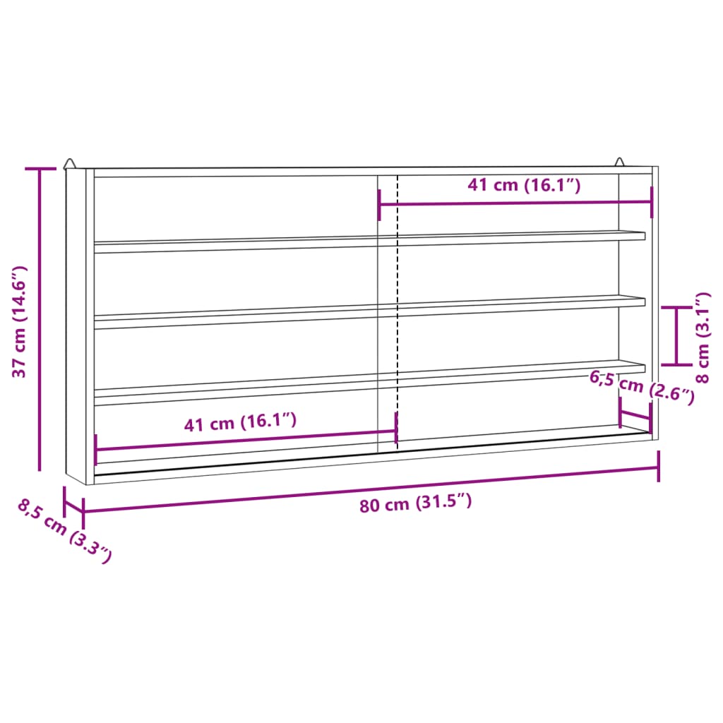 Wooden Collector's Display Case with Doors 80x8.5x37cm