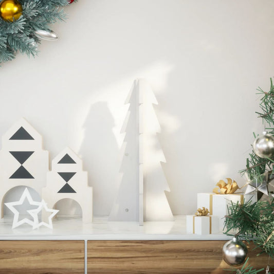 Wooden Christmas Tree for Decoration White 49 cm Solid Wood Pine