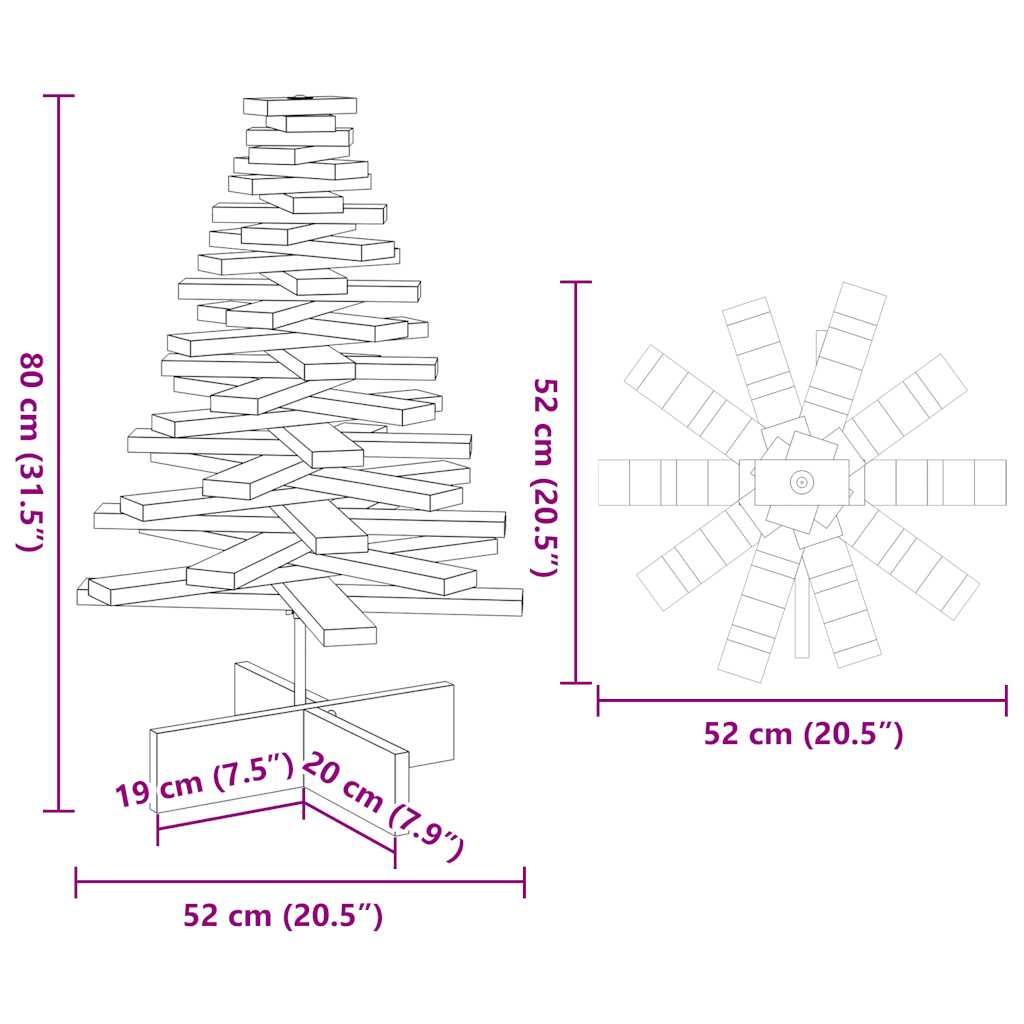 Wooden Christmas Tree for Decoration White 80 cm Solid Wood Pine