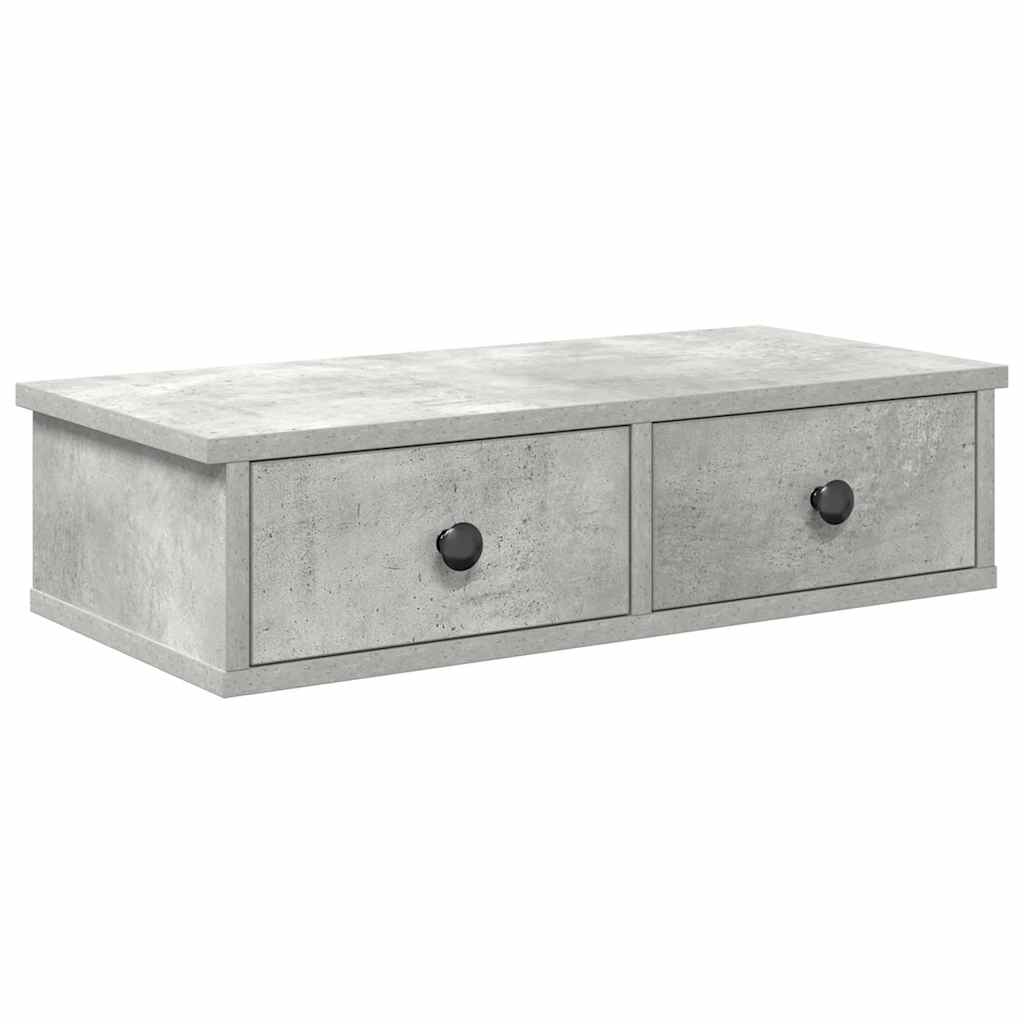 Wall Shelf with Drawers Concrete Grey 60x25x15 cm Engineered Wood