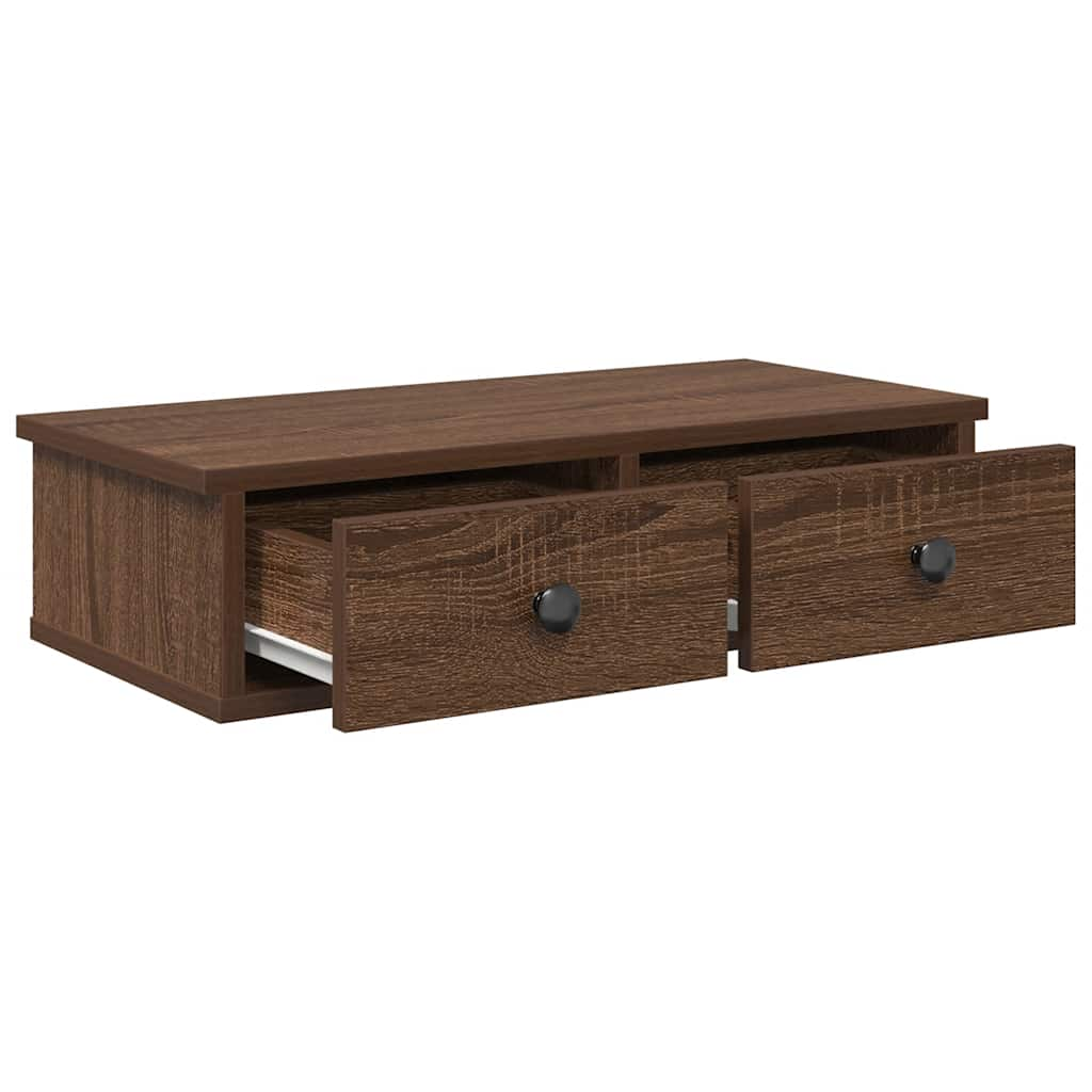 Wall Shelf with Drawers Brown Oak 60x25x15 cm Engineered Wood