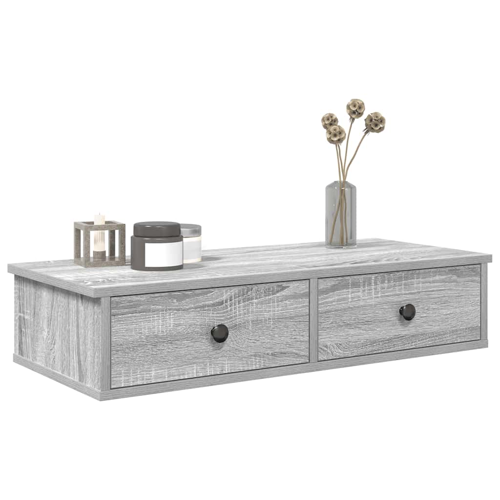 Wall Shelf with Drawers Grey Sonoma 80x31x17 cm Engineered Wood