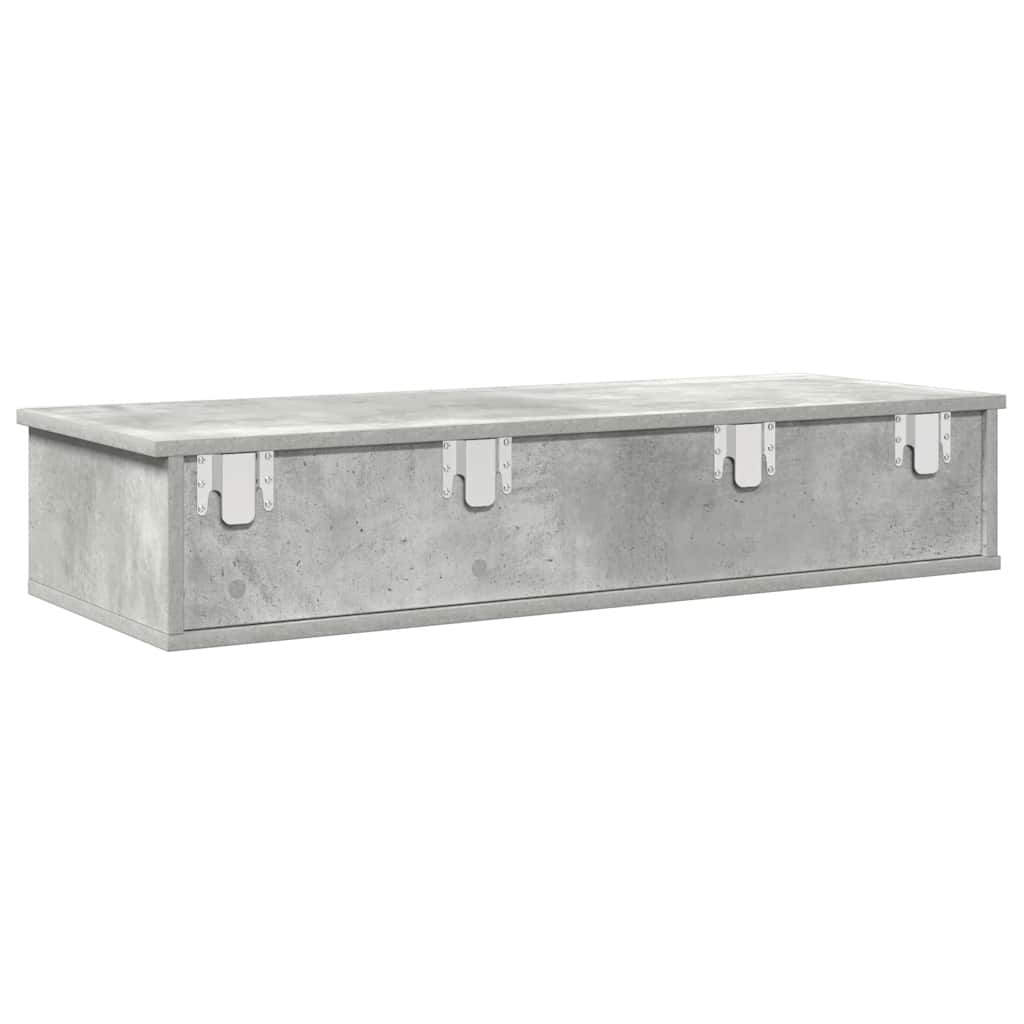 Wall Shelf with Drawers Concrete Grey 100x37.5x19 cm Engineered Wood